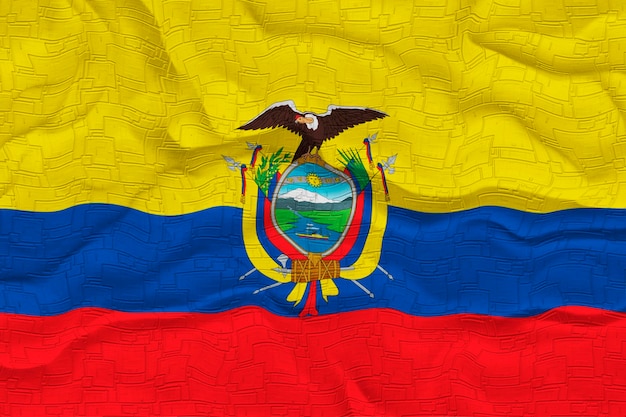 Foto bandiera nazionale dell'ecuador sfondo con bandiera dell'ecuador