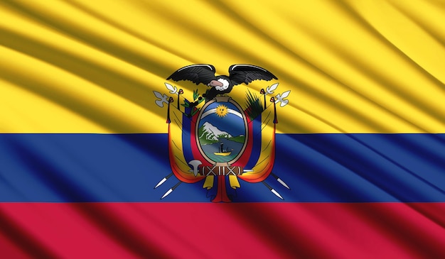 National flag of Ecuador Realistic silk country national colours with emblem