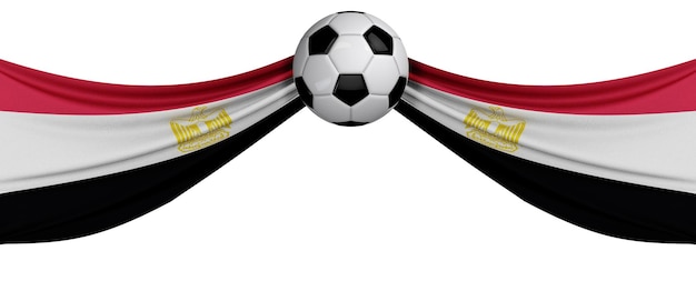 The national flag of Egypt with a soccer ball Football supporter concept 3D Rendering