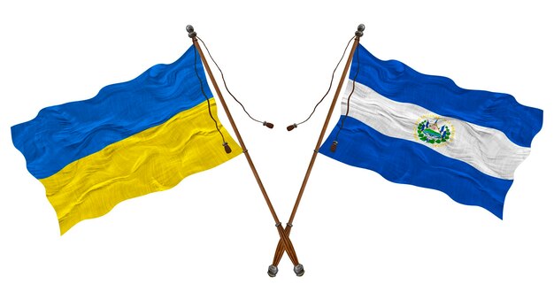 National flag of El Salvador and Ukraine Background for designers