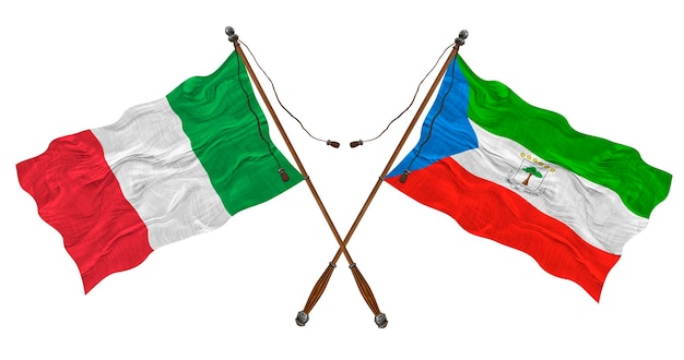 National flag of Equatorial Guinea and Italy Background for designers