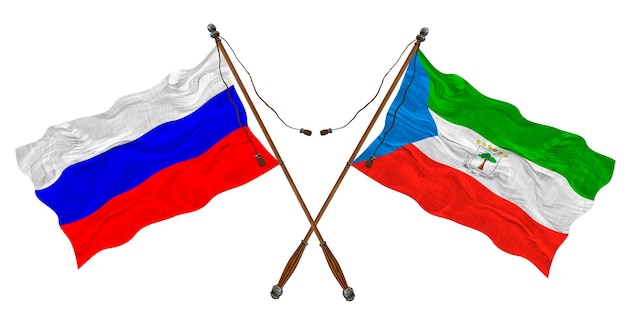 National flag of Equatorial Guinea and Russia Background for designers