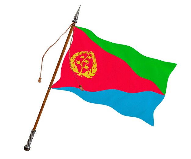 エリトリアの国旗 エリトリアの国旗を背景に