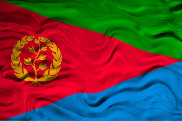 エリトリアの国旗 エリトリアの国旗を背景に