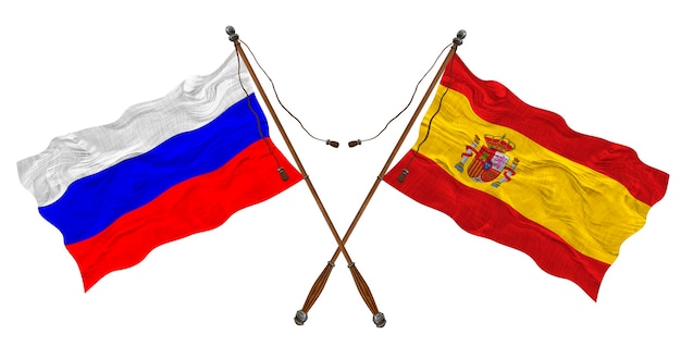 National flag of Espana and Russia Background for designers