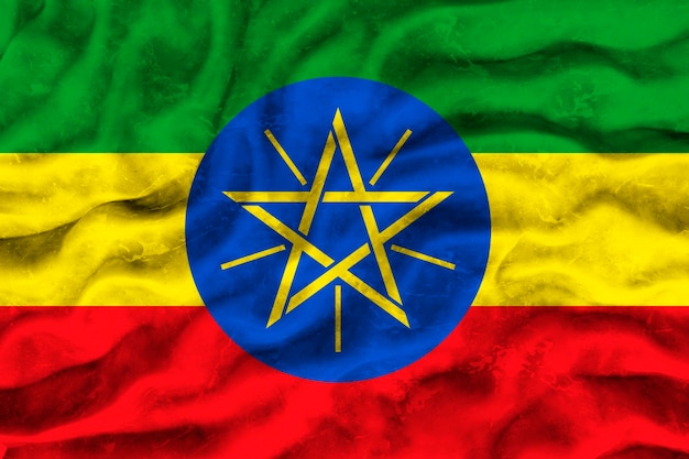 National flag of Ethiopia Background with flag of Ethiopia