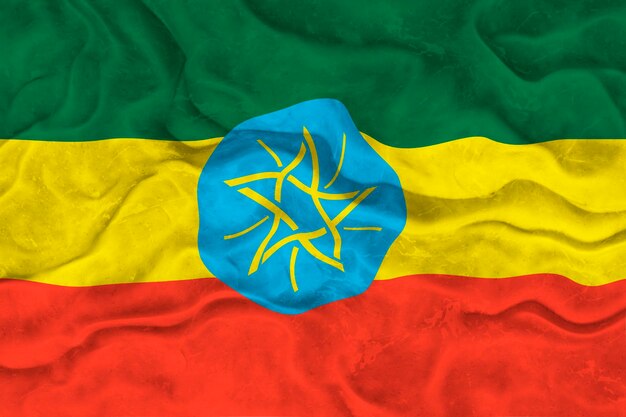National flag of Ethiopia Background with flag of Ethiopia