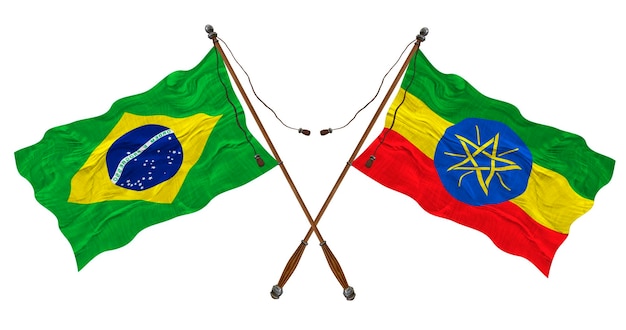 National flag of Ethiopia and Brazil Background for designers