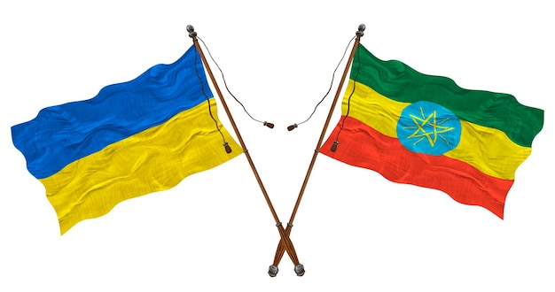 National flag of Ethiopia and Ukraine Background for designers