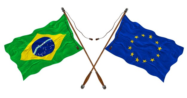 National flag of Europe and Brazil Background for designers