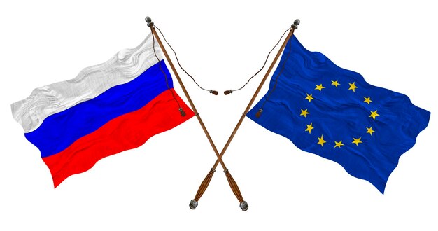 Государственный флаг Европы и России Фон для дизайнеров