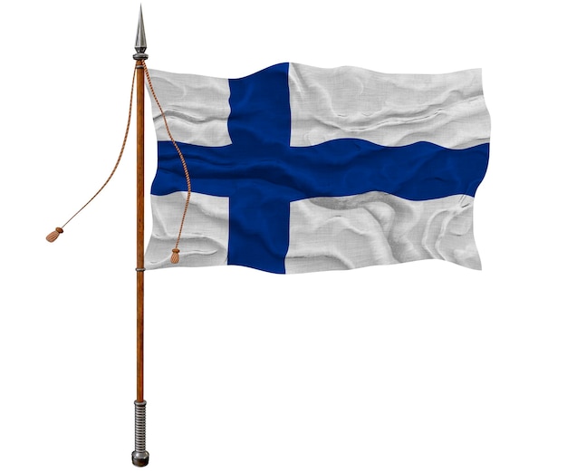 Foto bandiera nazionale della finlandia sfondo con bandiera della finlandia
