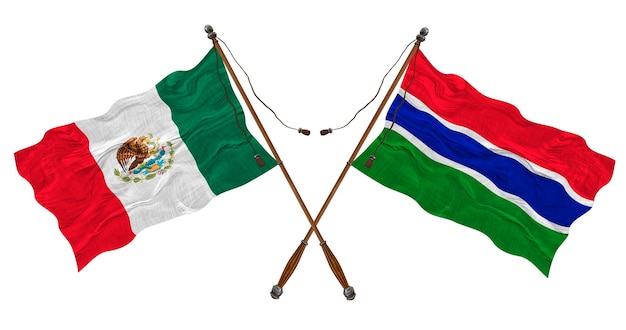 National flag of Gambia and Mexico Background for designers