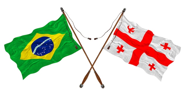 National flag of Georgia and Brazil Background for designers