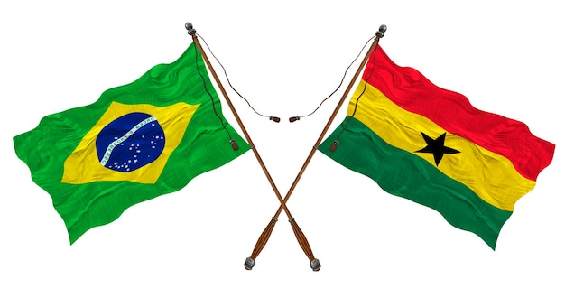 National flag of Ghana and Brazil Background for designers