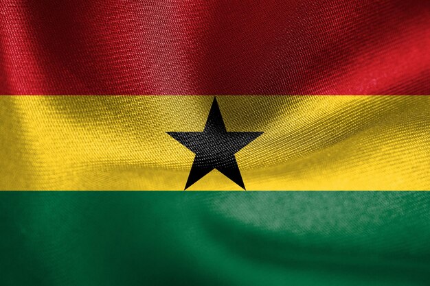 国旗 ガーナ ガーナの旗 生地の旗 ガーナ 3D作品と3D画像
