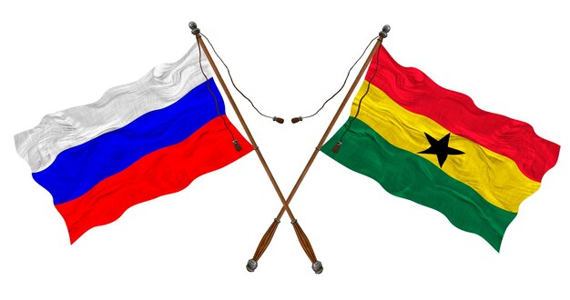 National flag of Ghana and Russia Background for designers