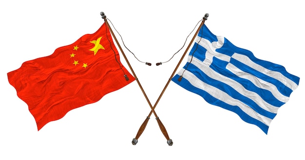 National flag of Greece and China Background for designers