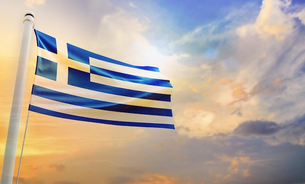 A National flag of greece, isolated 3d waving flag,