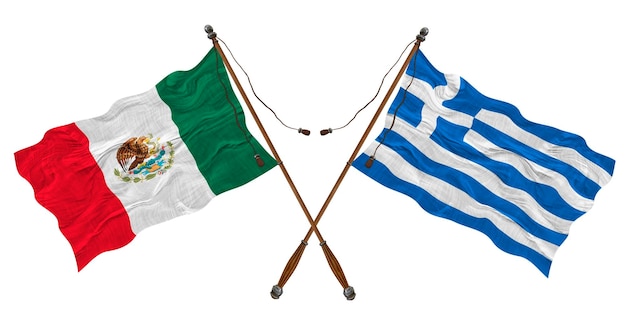 National flag of Greece and Mexico Background for designers