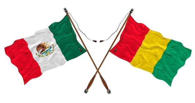 National flag of Guinea and Mexico Background for designers