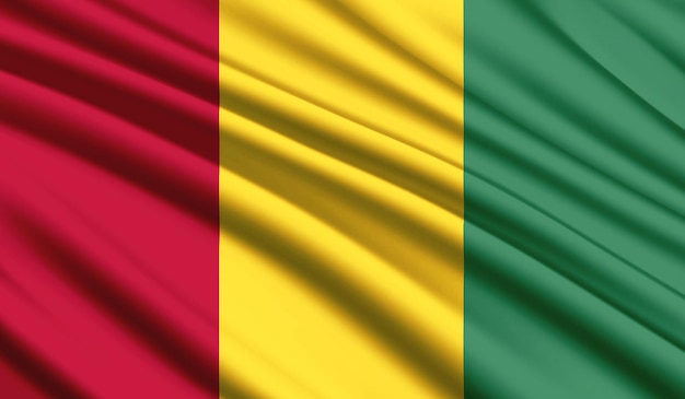 National flag of Guinea Realistic silk country national colours with emblem