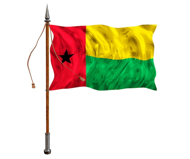 National flag of GuineaBissau Background with flag of GuineaBissau