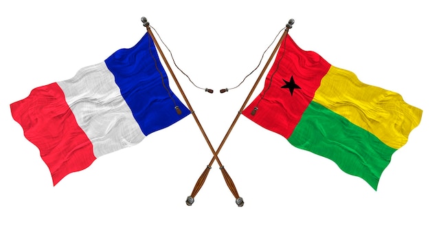 Photo national flag of guineabissau and france background for designers