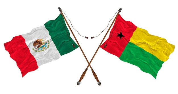 National flag of GuineaBissau and Mexico Background for designers