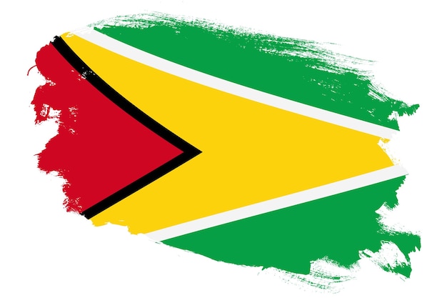 Государственный флаг Гайаны на текстурированном белом фоне гранжевой кисти