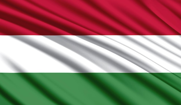 ハンガリーの国旗 紋章付きのリアルなシルクの国国旗