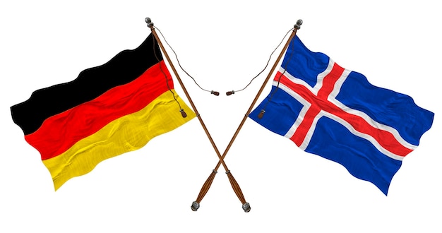 National flag of Iceland and Germany Background for designers