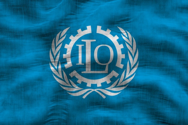 ILO の国旗と ILO の背景の国旗