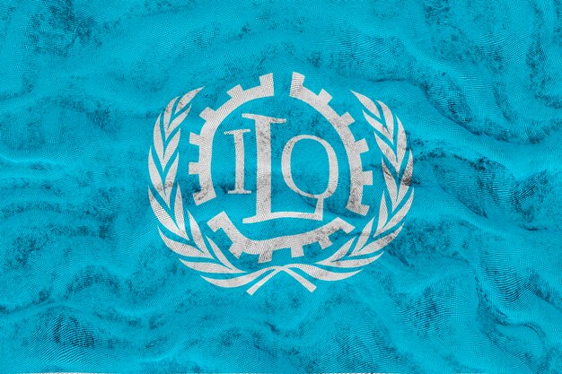 ILO の国旗と ILO の背景の国旗