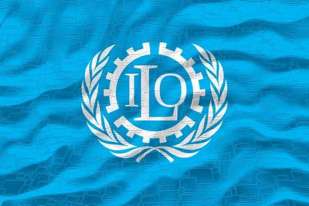 ILO の国旗と ILO の背景の国旗