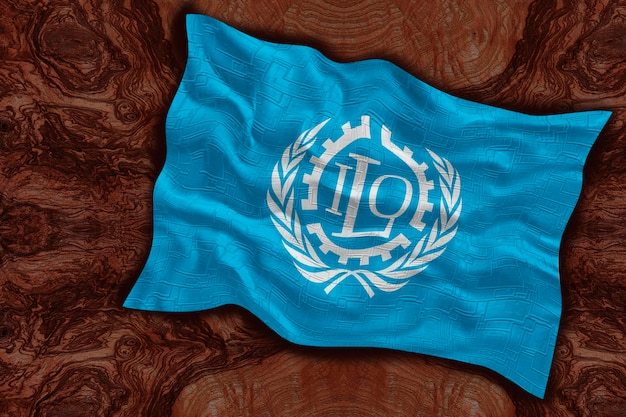 National Flag of ILO Background with flag of ILO