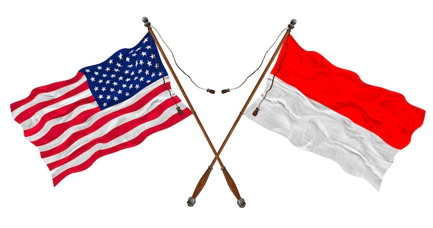 National flag of indonesia and United States of America Background for designers