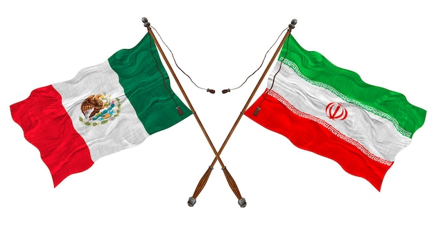 National flag of Iran and Mexico Background for designers