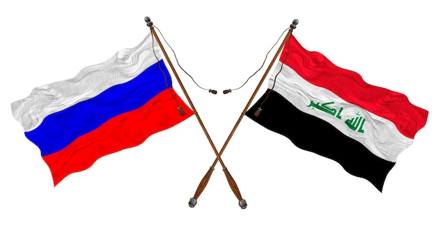 National flag of Iraq and Russia Background for designers