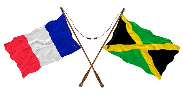 National flag of Jamaica and France Background for designers