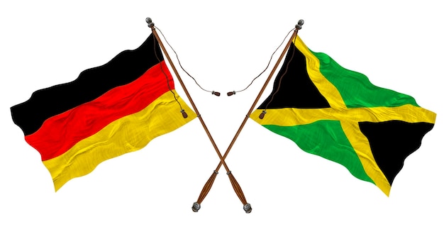 National flag of Jamaica and Germany Background for designers