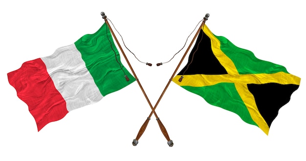 National flag of Jamaica and Italy Background for designers