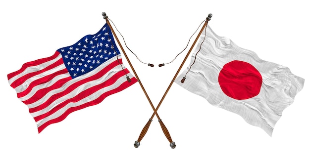 National flag of Japan and United States of America Background for designers