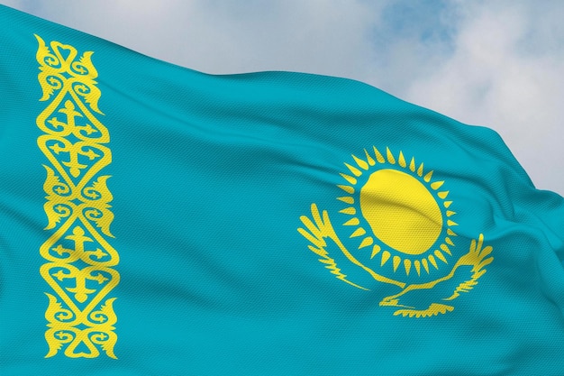 Photo national flag of kazakhstan