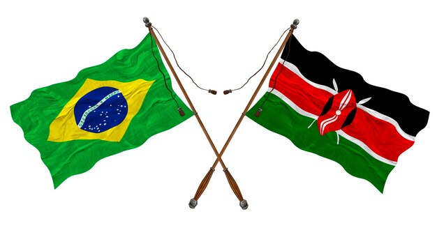 National flag of Kenya and Brazil Background for designers