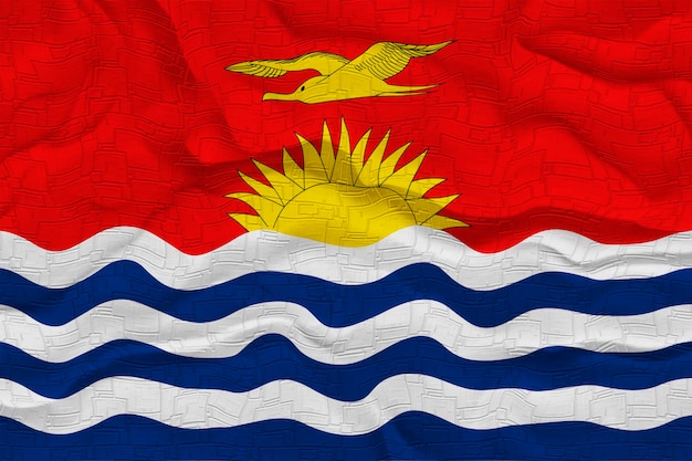 National flag of kiribati background with flag of kiribati