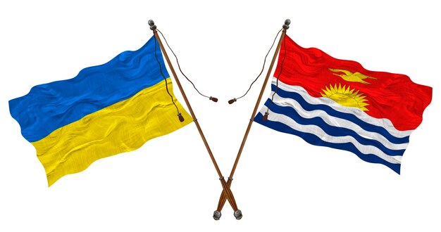 National flag of Kiribati and Ukraine Background for designers