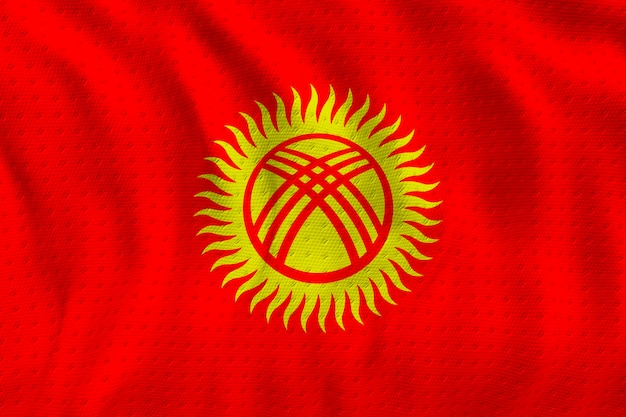 Photo national flag of kyrgyzstan background with flag of kyrgyzstan