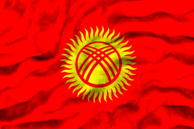 Photo national flag of kyrgyzstan background with flag of kyrgyzstan