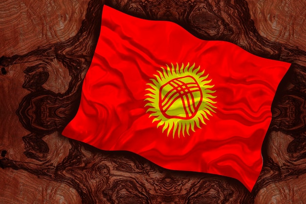 National flag of Kyrgyzstan Background with flag of Kyrgyzstan